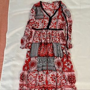 Cousin Earl sheer red printed maxi dress size small